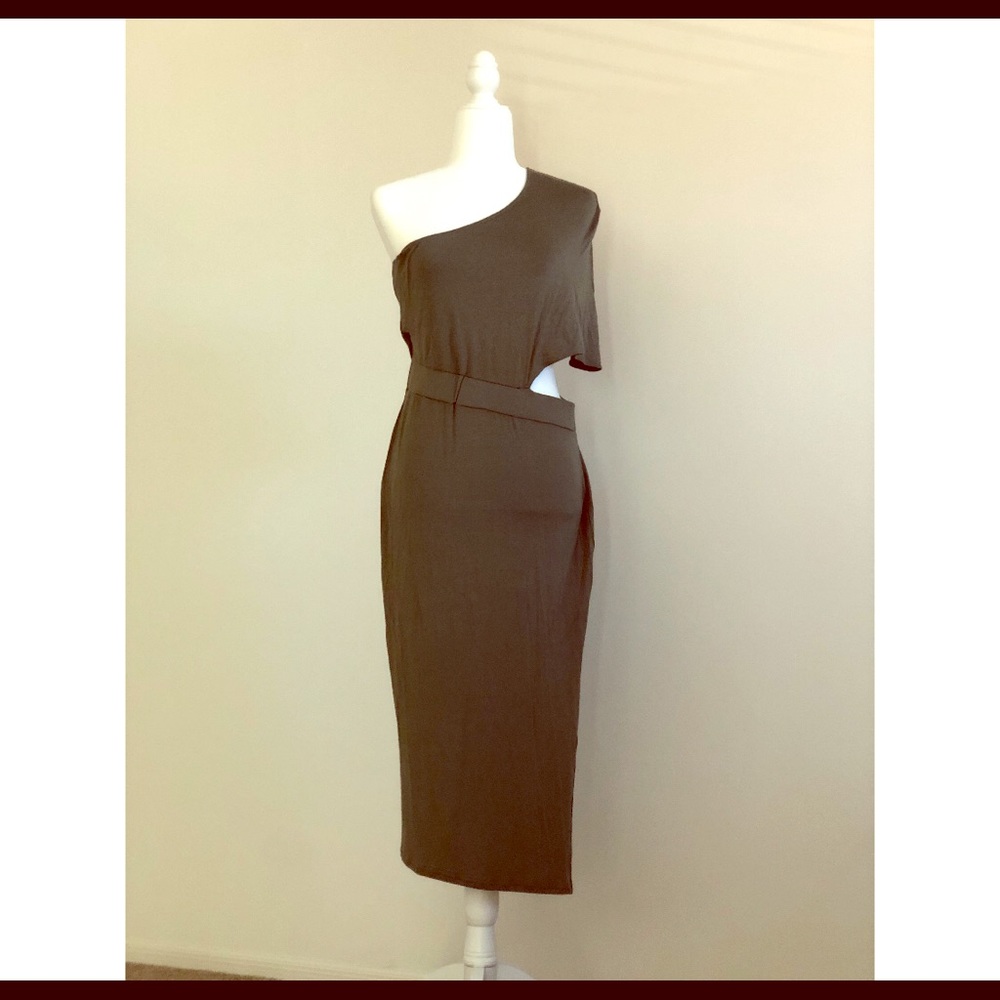 Olive Green Off the Shoulder Dress